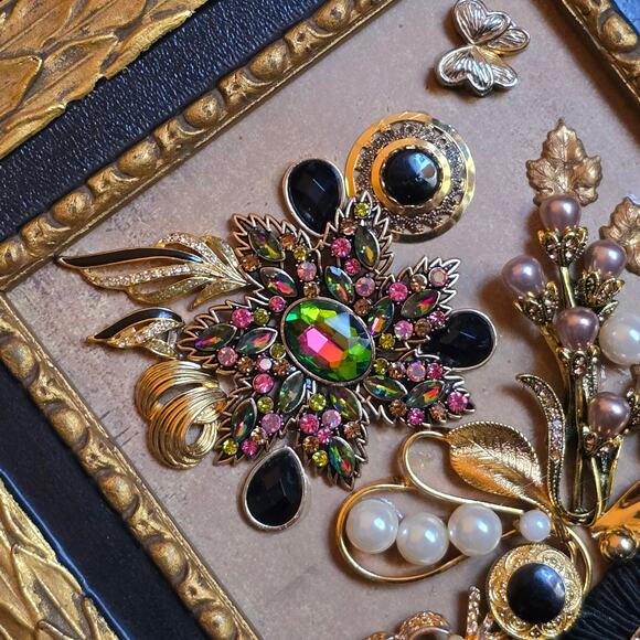 Handmade Framed Jewelry Art 8"W x 10"H - Picture 2 of 8